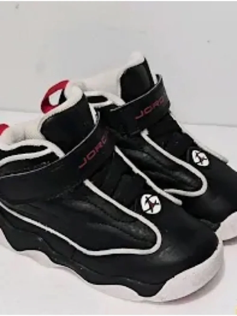Jordan Kids Black and Red High-Top Sneakers with White Trim size 6C